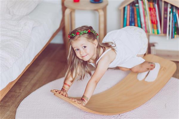 Grote foto balance board gakker graded pure wood met vingerbeveiliging puur wood kinderen en baby overige