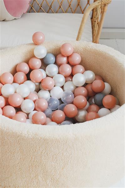 Grote foto ballenbad teddy ecru 90x40cm incl. 200 ballen met 200 ballen wit parel rosegold kinderen en baby overige