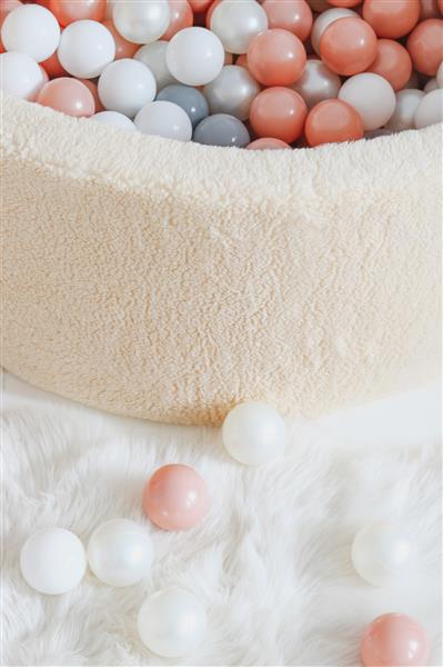 Grote foto ballenbad teddy ecru 90x40cm incl. 200 ballen met 200 ballen wit parel rosegold kinderen en baby overige