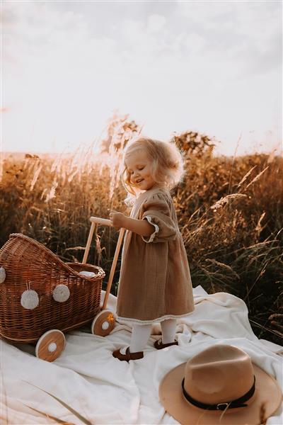 Grote foto poppenwagen loopwagen naturel naturel kinderen en baby poppen