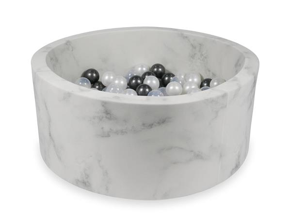 Grote foto ballenbad marble 40x90cm incl 300 ballen ballen wit parel zilver antraciet kinderen en baby overige