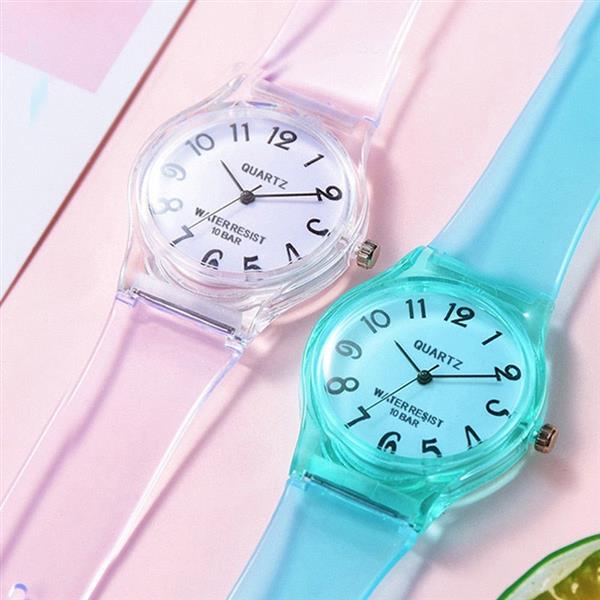 Grote foto transparante candy jelly watch dames waterdicht siliconen quartzent polshorloge kleding dames horloges