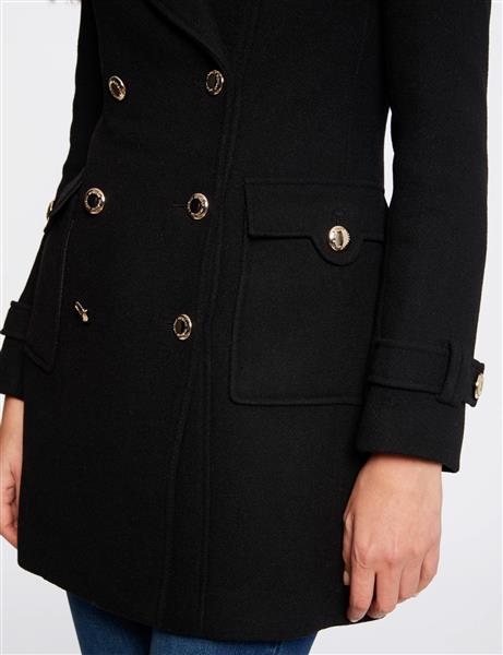 Grote foto straight buttoned coat 222 gfabi black kleding dames overige kledingstukken