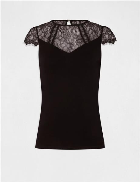 Grote foto top with lace 232 dgiulia black kleding dames t shirts