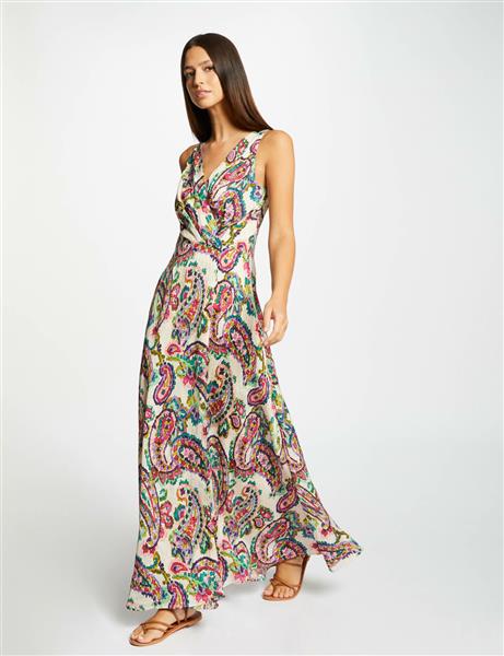 Grote foto maxi a line dress with abstract print multico 232 rorea kleding dames overige kledingstukken