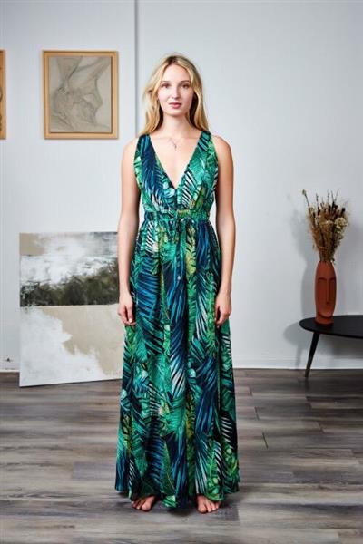 Grote foto selena maxi jurk groen 5852 kleding dames overige kledingstukken