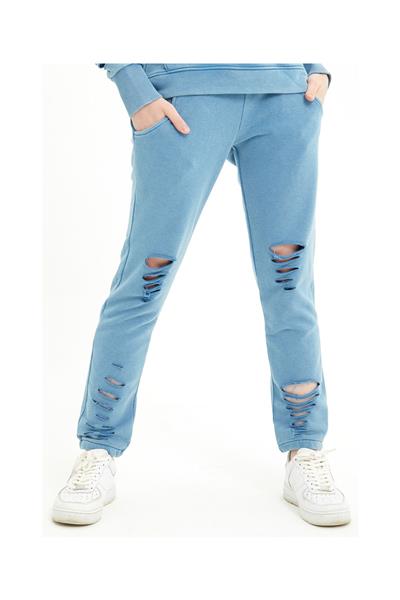 Grote foto nirora sweatpants met gescheurde details 21360 blauw kleding dames broeken en pantalons