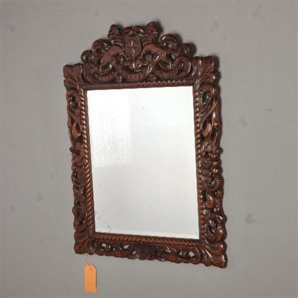 Grote foto antieke spiegels aangenaam fraai gestoken spiegellijst in notenhout ca. 1870 facet geslepen no.32 antiek en kunst spiegels