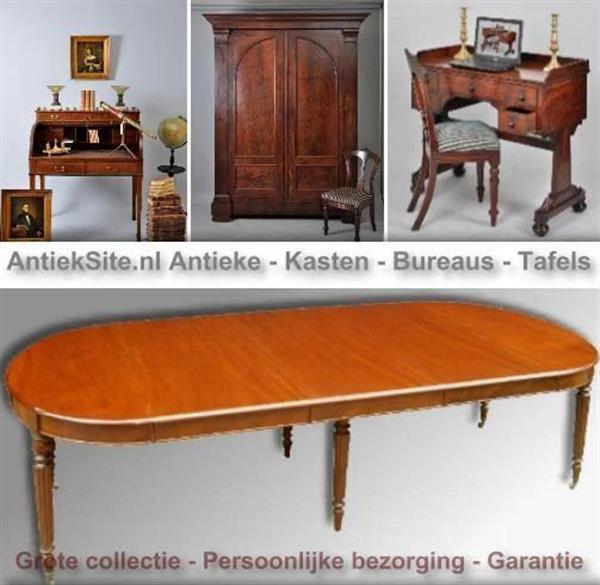 Grote foto antieke kast hollands tafelkastje driezijdig zeer fraai in eiken met ebbenhout ca.1870. no.5507 antiek en kunst stoelen en banken