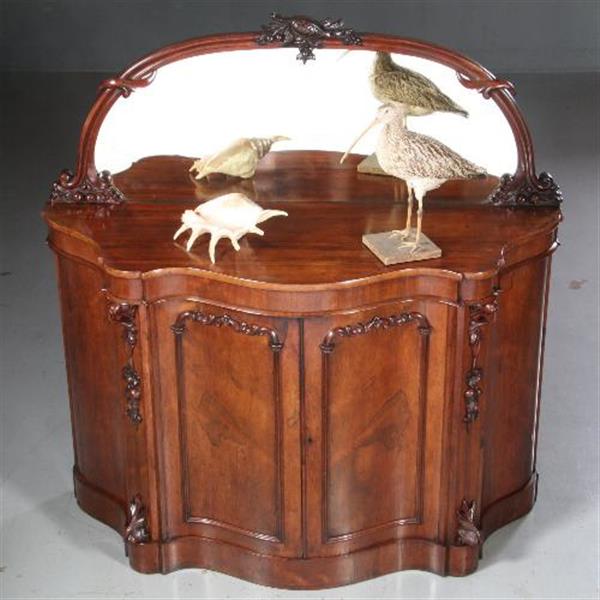 Grote foto antieke kast lage mahonie kast dressoir met spiegel serpentine shaped ca. 1870 met spiegelwand antiek en kunst spiegels