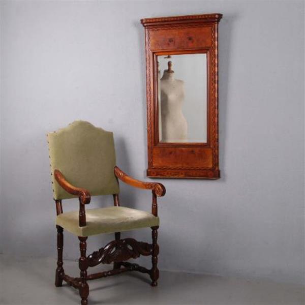 Grote foto antieke spiegels rijk ingelegde noten en mahonie spiegel met facet geslepen glas no.752837 antiek en kunst spiegels