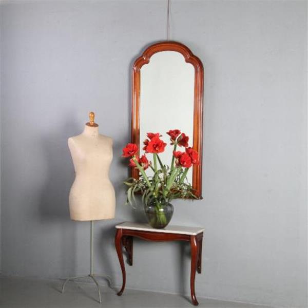 Grote foto antieke spiegel willem iii halspiegel met console en feestelijk gestoken afneembare kuif no.7819 antiek en kunst spiegels