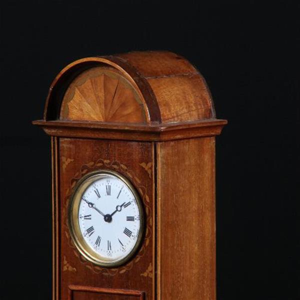 Grote foto antiek varia miniatuur staand horloge engels ca.1875 in mahonie met inlegwerk no.822151 antiek en kunst overige in antiek gebruiksvoorwerpen
