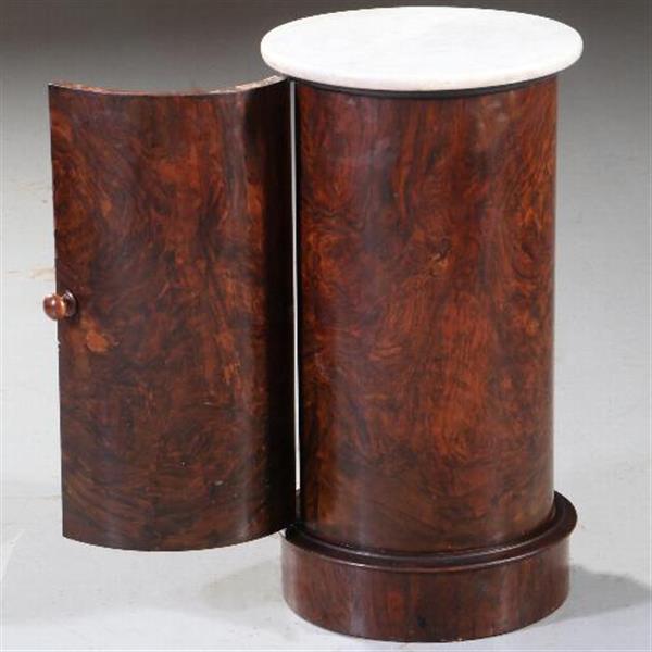 Grote foto antiek nachtkastje cilindrisch nachtkastje 1850 mahonie met marmer no.841220 antiek en kunst stoelen en banken
