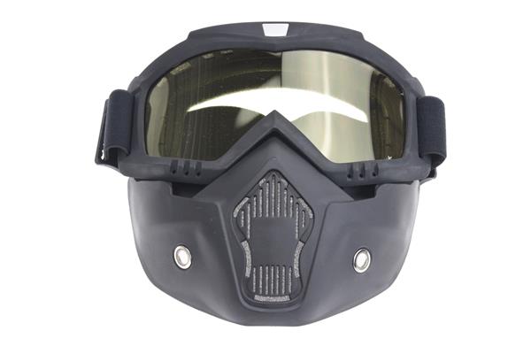 Grote foto black goggle mask geel lens helm masker motoren kleding