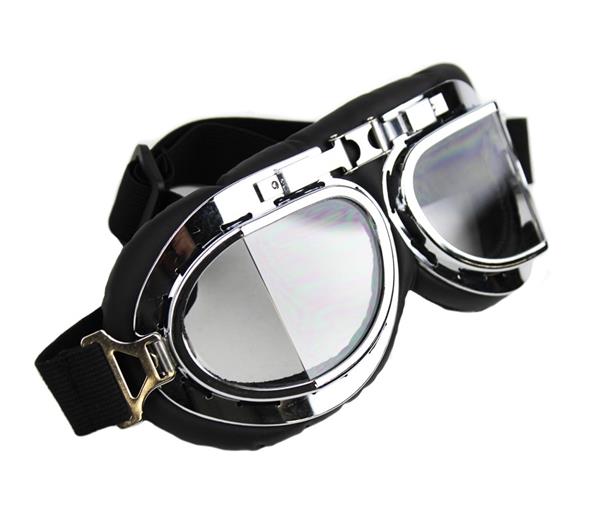 Grote foto crg chrome pilotenbril glaskleur helder motoren kleding