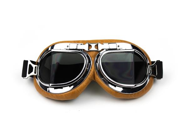 Grote foto crg creme pilotenbril glaskleur zilver reflectie motoren kleding