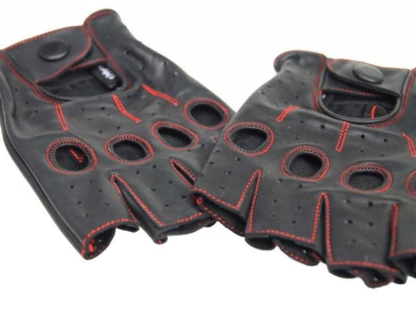 Grote foto swift racing vingerloze leren handschoenen zwart rood motoren kleding