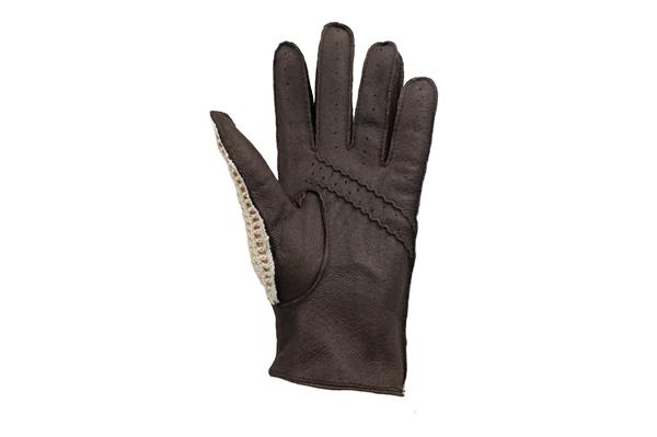 Grote foto laimb ck espresso crochet leren autohandschoenen dames motoren kleding