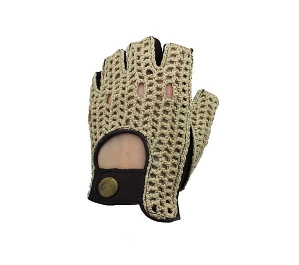 Grote foto laimb ck espresso crochet leren vingerloze autohandschoenen dames motoren kleding