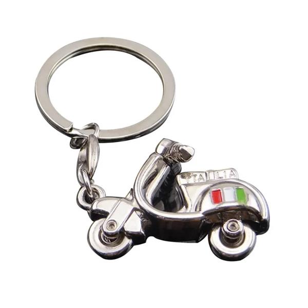 Grote foto sleutelhanger italiaanse zilveren scooter motoren kleding
