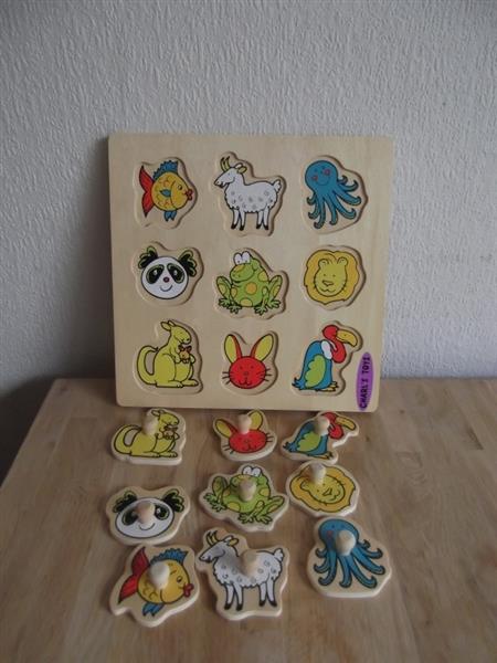 Grote foto plug puzzel dieren 9 stukjes kinderen en baby puzzels