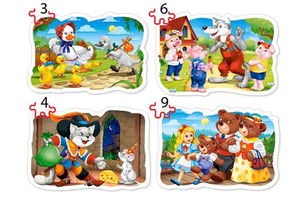 Grote foto 4 delige puzzel set klassieke sprookjes castorland b 005086 kinderen en baby puzzels