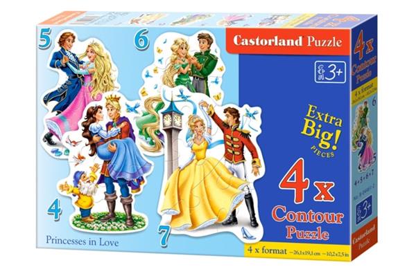 Grote foto 4 delige puzzel set verliefde prinsessen castorland b 04461 2 kinderen en baby puzzels