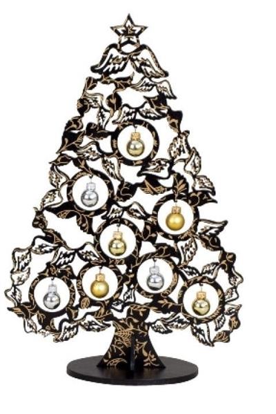 Grote foto kerstboom van hout zwart goud 38cm diversen overige diversen