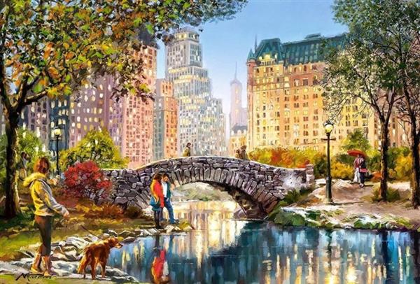 Grote foto evening walk through central park castorland c 104376 2 kinderen en baby puzzels