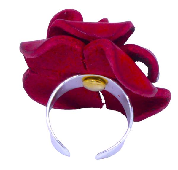 Grote foto handgemaakte italiaans leren ring roos kleding dames sieraden