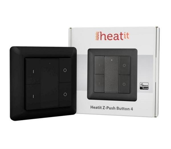 Grote foto heat it z push button 4 wandschakelaar z wave plus zwart verzamelen overige verzamelingen