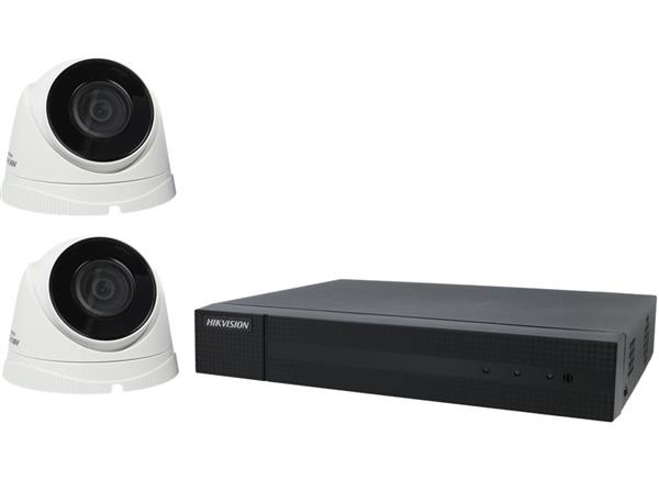 Grote foto 2xhikvision ip camera hwi t221h 1x4 poorts nvr poe recorder hwn 4104mh 4p harde schijven geen doe het zelf en verbouw inbraaksystemen