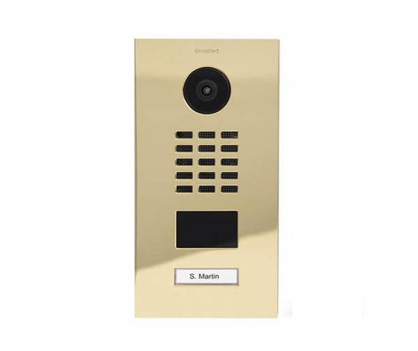 Grote foto doorbird ip intercom d2101v messing 1 drukknop doorbird ip intercom d2101v inbouw hoogglans messi audio tv en foto professionele video apparatuur