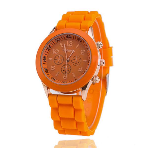Grote foto jelly horloge voor dames kwarts uurwerk silicoon bandje oranje kleding dames horloges