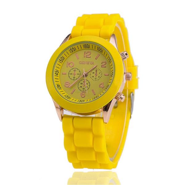 Grote foto jelly horloge voor dames kwarts uurwerk silicoon bandje geel kleding dames horloges