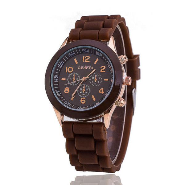 Grote foto jelly horloge voor dames kwarts uurwerk silicoon bandje bruin kleding dames horloges