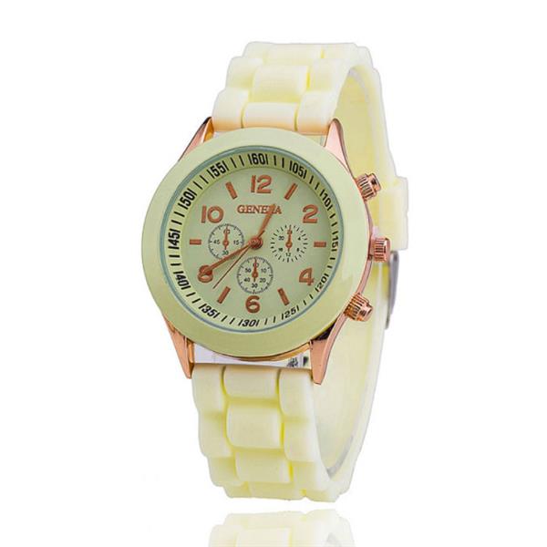 Grote foto jelly horloge voor dames kwarts uurwerk silicoon bandje lichtgeel kleding dames horloges