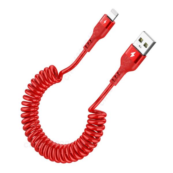 Grote foto spiraal oplaadkabel voor iphone lightning 1 5 meter 2.4a oplader data kabel rood telecommunicatie opladers en autoladers