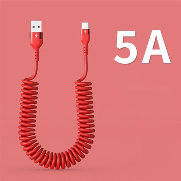 Grote foto usb c spiraal oplaadkabel 80 cm type c oplader data kabel rood telecommunicatie opladers en autoladers