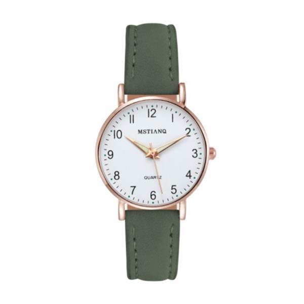 Grote foto minimalistisch horloge voor dames modieus kwarts uurwerk vrouwen lichtgevend leer bandje groen kleding dames horloges