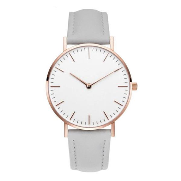 Grote foto minimalistisch horloge voor dames modieus kwarts uurwerk leer bandje grijs kleding dames horloges