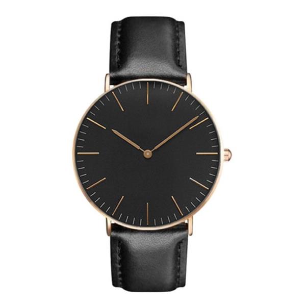 Grote foto minimalistisch horloge voor dames modieus kwarts uurwerk leer bandje zwart kleding dames horloges
