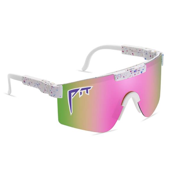 Grote foto gepolariseerde zonnebril fiets ski sport bril shades uv400 wit roze groen kleding dames sieraden