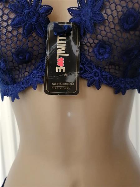 Grote foto bh met slip in prachtig marineblauw voor d cups kleding dames ondergoed en lingerie