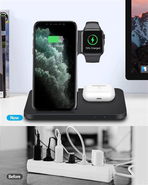 Grote foto drphone legend7 pro 15w 3 in 1 draadloze oplader dock geschikt voor apple watch iphone a telecommunicatie opladers en autoladers