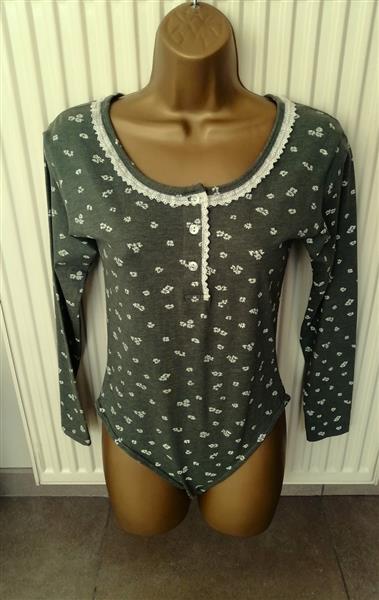 Grote foto bodysuit in prachtige groene gemeleerde kleur kleding dames tops