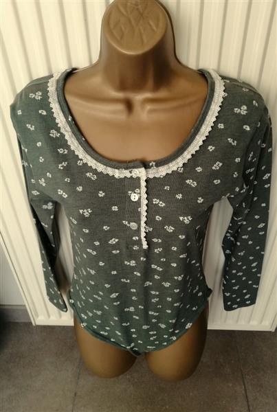 Grote foto bodysuit in prachtige groene gemeleerde kleur kleding dames tops