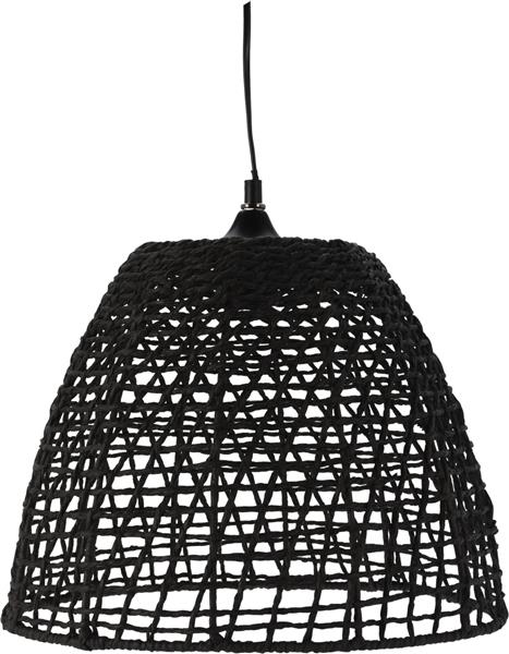 Grote foto hanglamp van zwart gevlochten touw huis en inrichting hanglampen