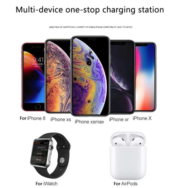 Grote foto drphone dx4 usb wireless 4 in 1 oplader dock voor apple watch airpods iphone bureau led lamp kleding dames horloges